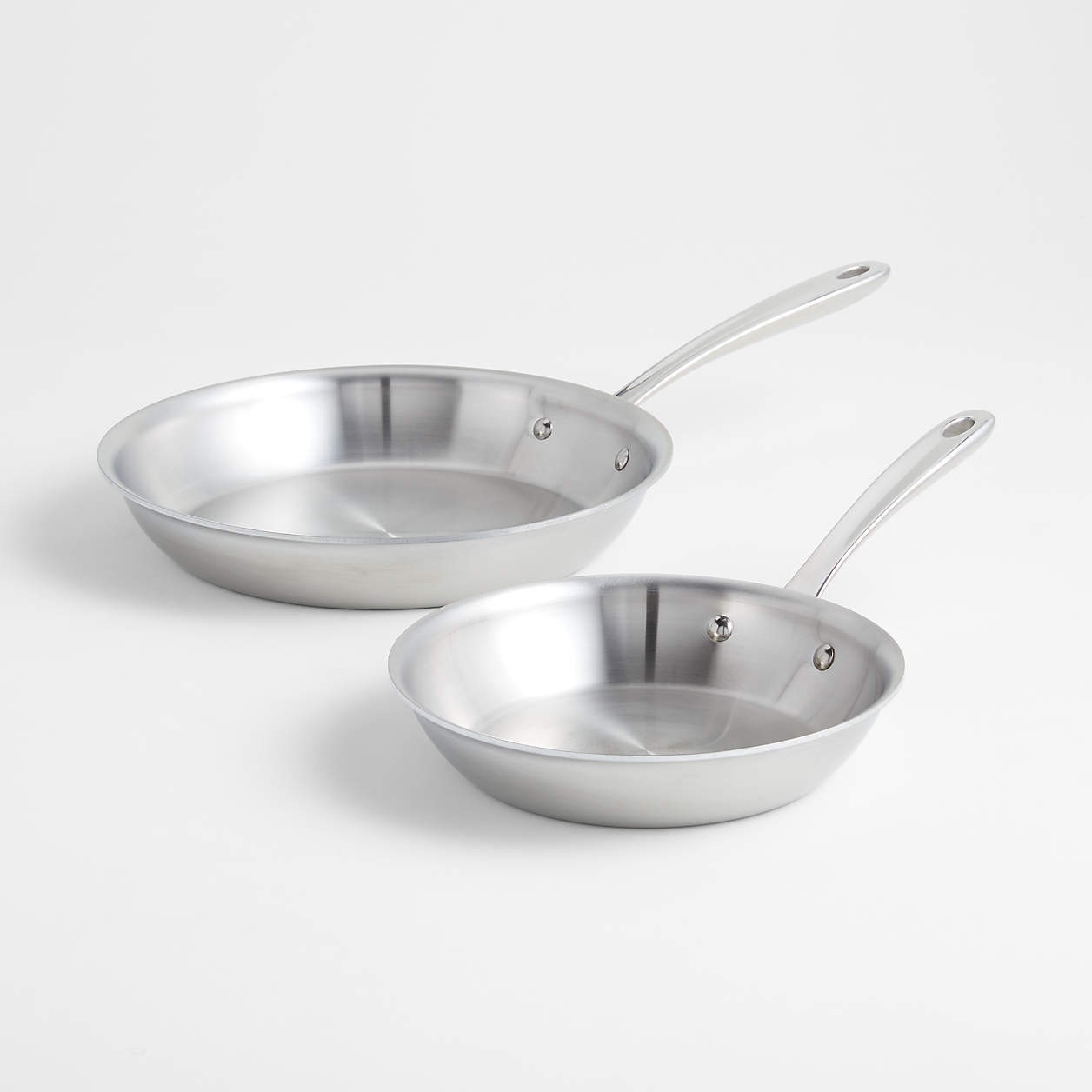 All-Clad D3 Curated Stainless Steel 8" and 10" Fry Pans Set + Reviews | Crate & Barrel | Crate & Barrel
