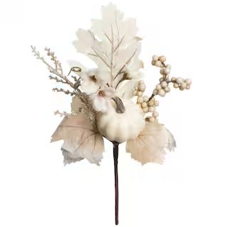 12" Cream Pumpkin & Flower Pick by Ashland® | Michaels | Michaels Stores