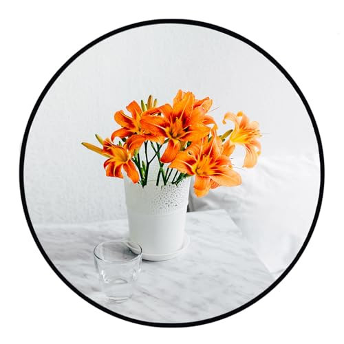 Oruii Small Round Mirror 16 inch, Small Black Circle Mirror Metal Frame, Black Circular Wall Mounted Mirrors for Bedroom, Vanity, Nursery, Kids, Wall Décor | Amazon (US)