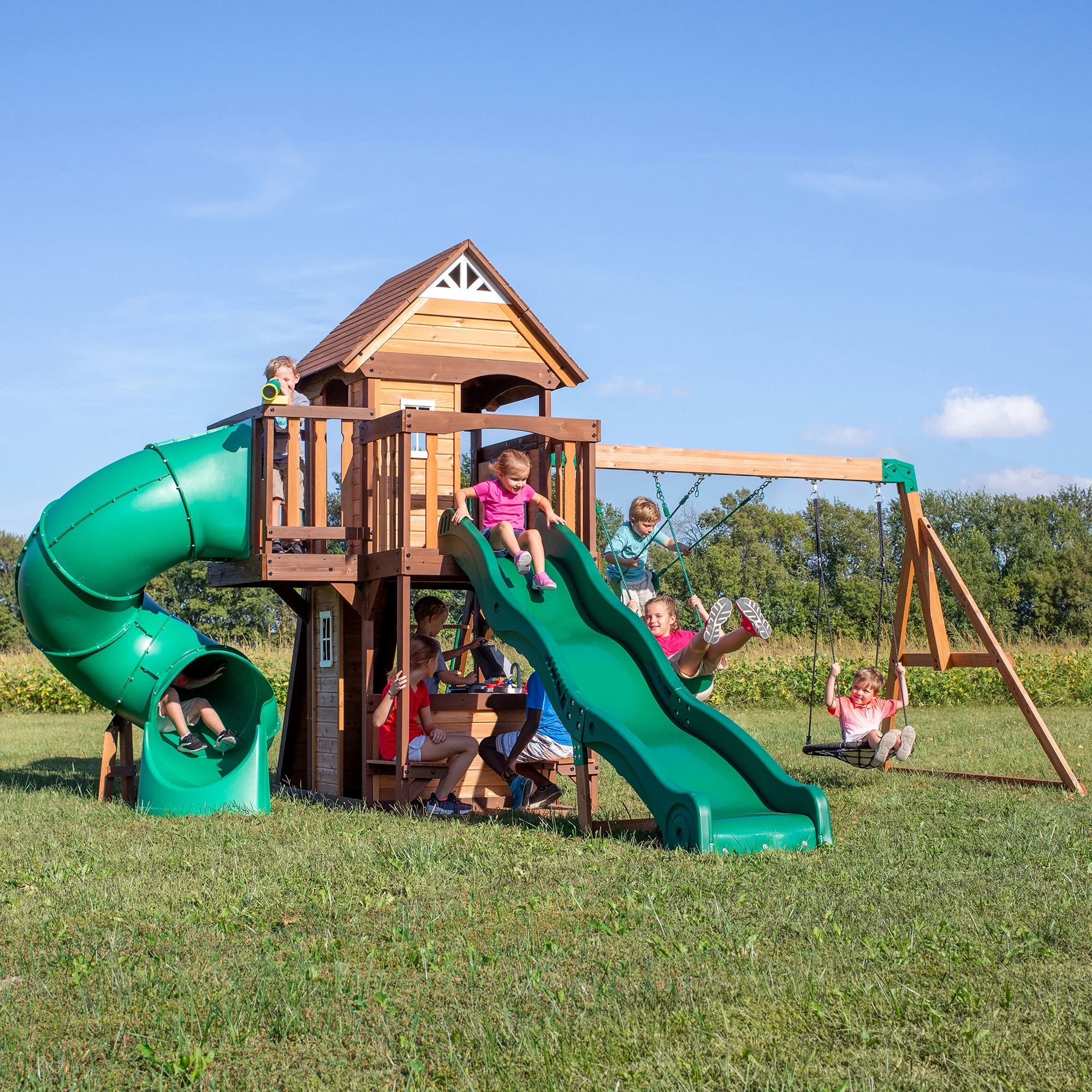 Backyard Discovery Cedar Cove Swing Set | Walmart (US)