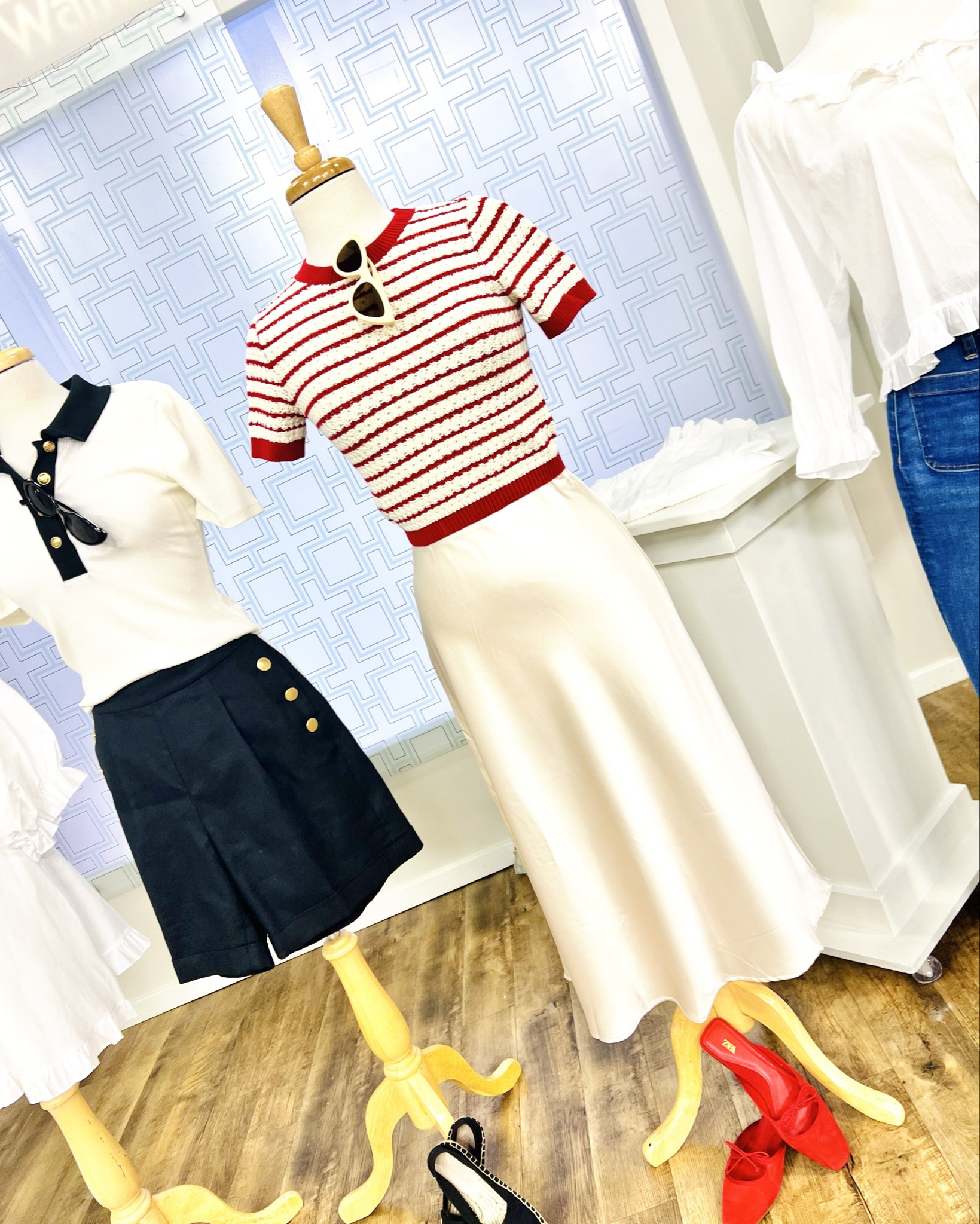 When you are picturing Parisian fashion one of the things my mind always just right to is the stripes! And they really do wear them and they really do love them! I found this darling red and white striped sweater from Amazon, and paired it with a satin midi skirt (I would size up) and the trick with these skirts is pairing it with something that’s more cropped- not showing your tummy, just making it so the hem and the waistline is meeting at the smallest part of you which makes for a more flattering look! I’ve paired it with a must have shoe- it’s the mule but it has a little ballerina flair and I thought the red was just too fun, and your just mirroring the pop of color in the sweater- and I while there were some other colors options I’ve been loving read lately and so have they! And it just gives it this 1930s I’m taking a trip down the French Riviera feeling that I love!!

#LTKSeasonal #LTKStyleTip #LTKFindsUnder50