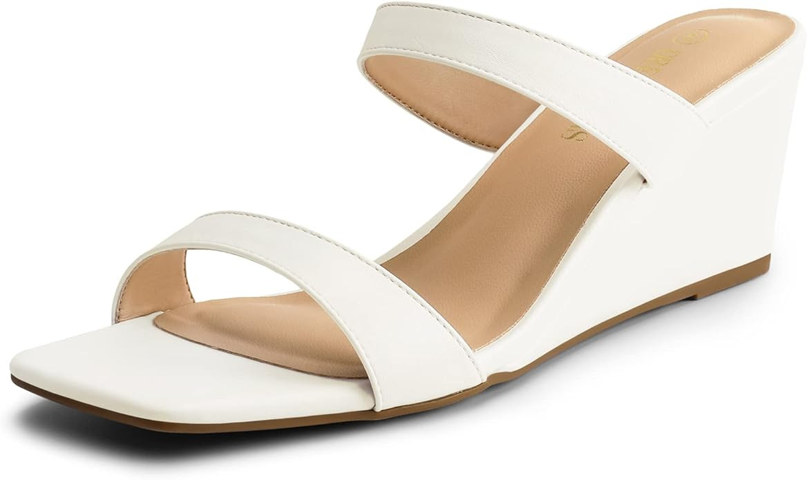 DREAM PAIRS Women Slides Wedge Sandals Square Open Toe Dress Casual Strappy Shoes | Amazon (US)