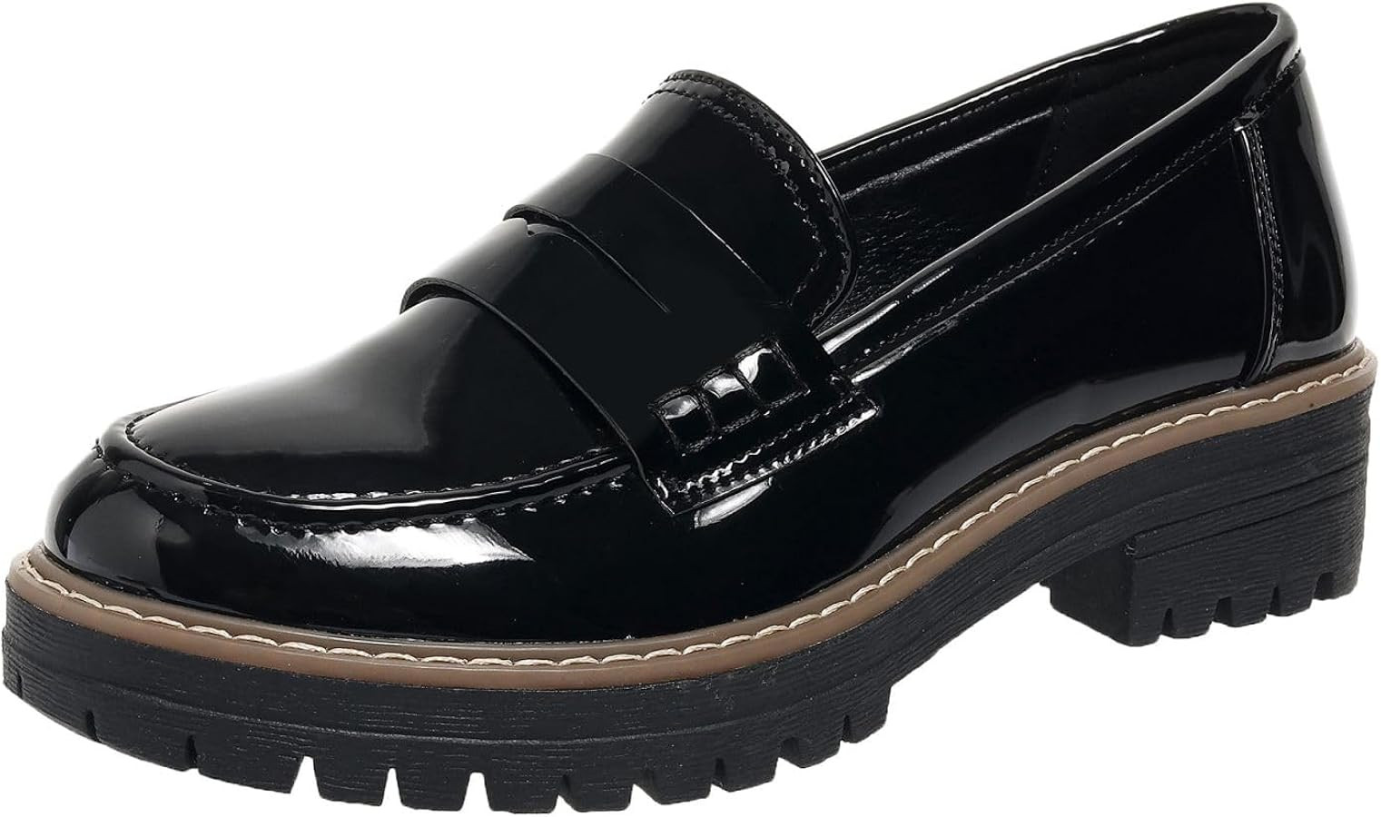 SACFOF Women's Chunky Loafers Leather Platform Chunky Loafer Comfortable Slip On Shoes Business C... | Amazon (CA)