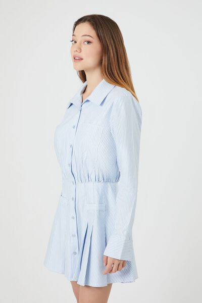 Pleated Pinstriped Poplin Mini Dress | Forever 21 (US)