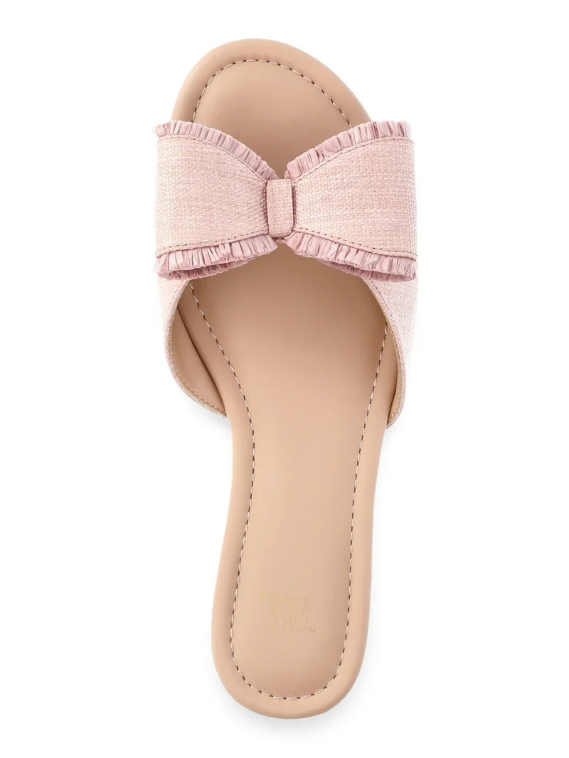 Time and Tru Women's Raffia Bow Slide Sandals | Walmart (US)