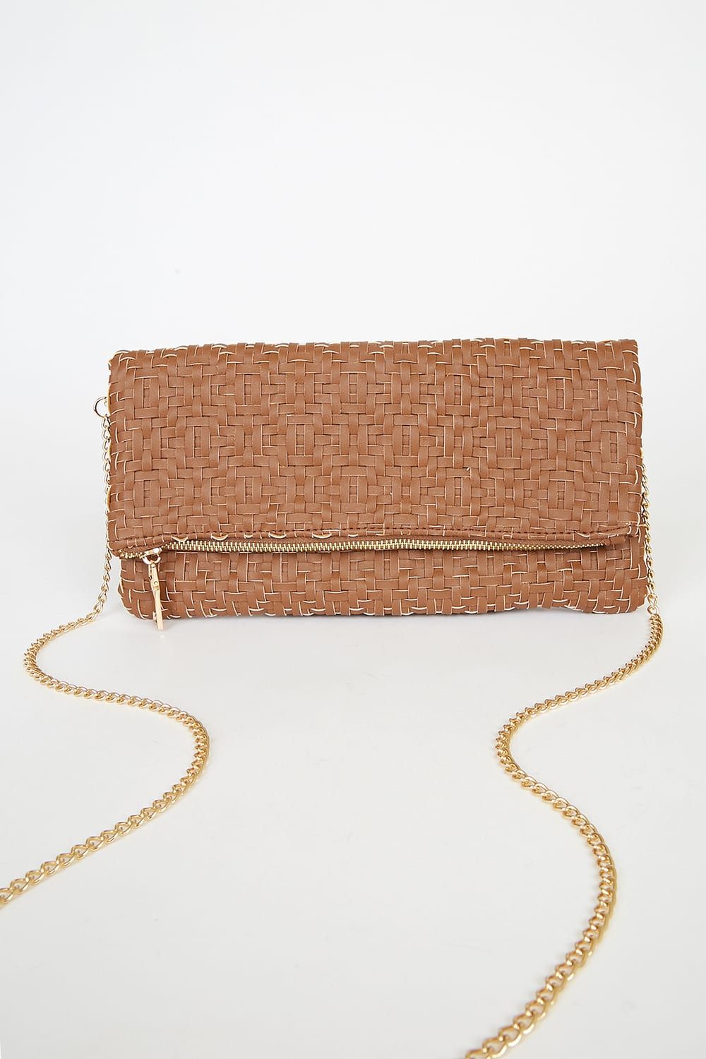 Take the Day Tan Woven Fold-Over Clutch | Lulus (US)