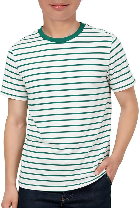 Boys Striped T Shirts Kids Fashion Crewneck Short Sleeve Loose Summer Tees Tops 5-14 Years | Amazon (US)