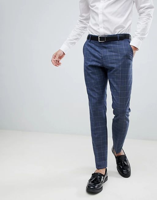 Selected Homme Slim Suit PANTS In Blue Window Pane Check | ASOS US