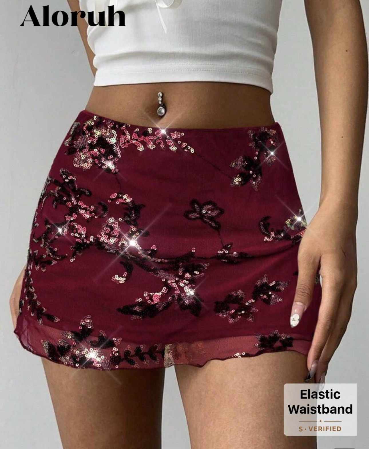 Aloruh Summer Fashion Beaded Embroidery Mini Skirt,Burgundy Mini Skirt,Summer Party Skirt,Sequin Skirt

#LTKFestival #LTKSaleAlert #LTKU