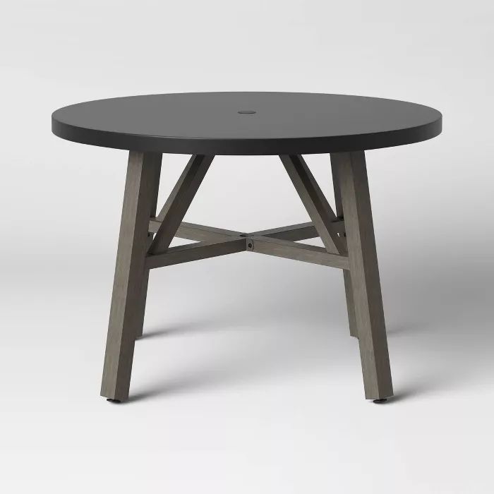 Concrete & Faux Wood 4 Person Round Patio Dining Table - Smith & Hawken™ | Target