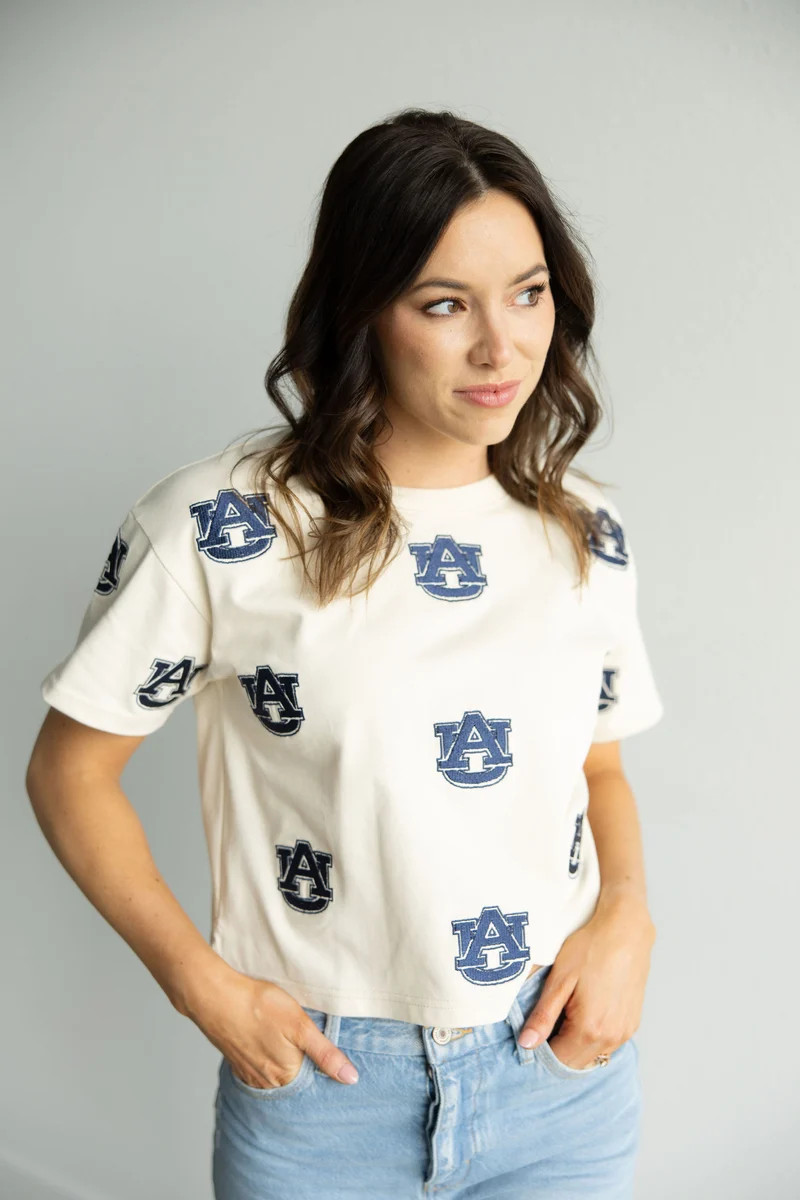 Auburn Ritter Multi Color Heavyweight Crop Tee | Gameday Social