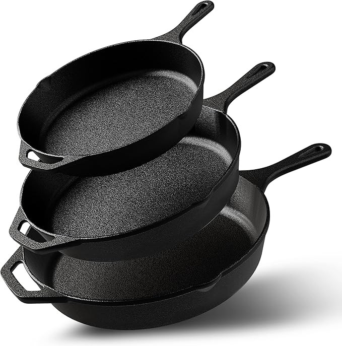 Utopia Kitchen Saute Fry Pan - Pre-Seasoned Cast Iron Skillet Set 3-Piece - Frying Pan - 6 Inch, ... | Amazon (US)