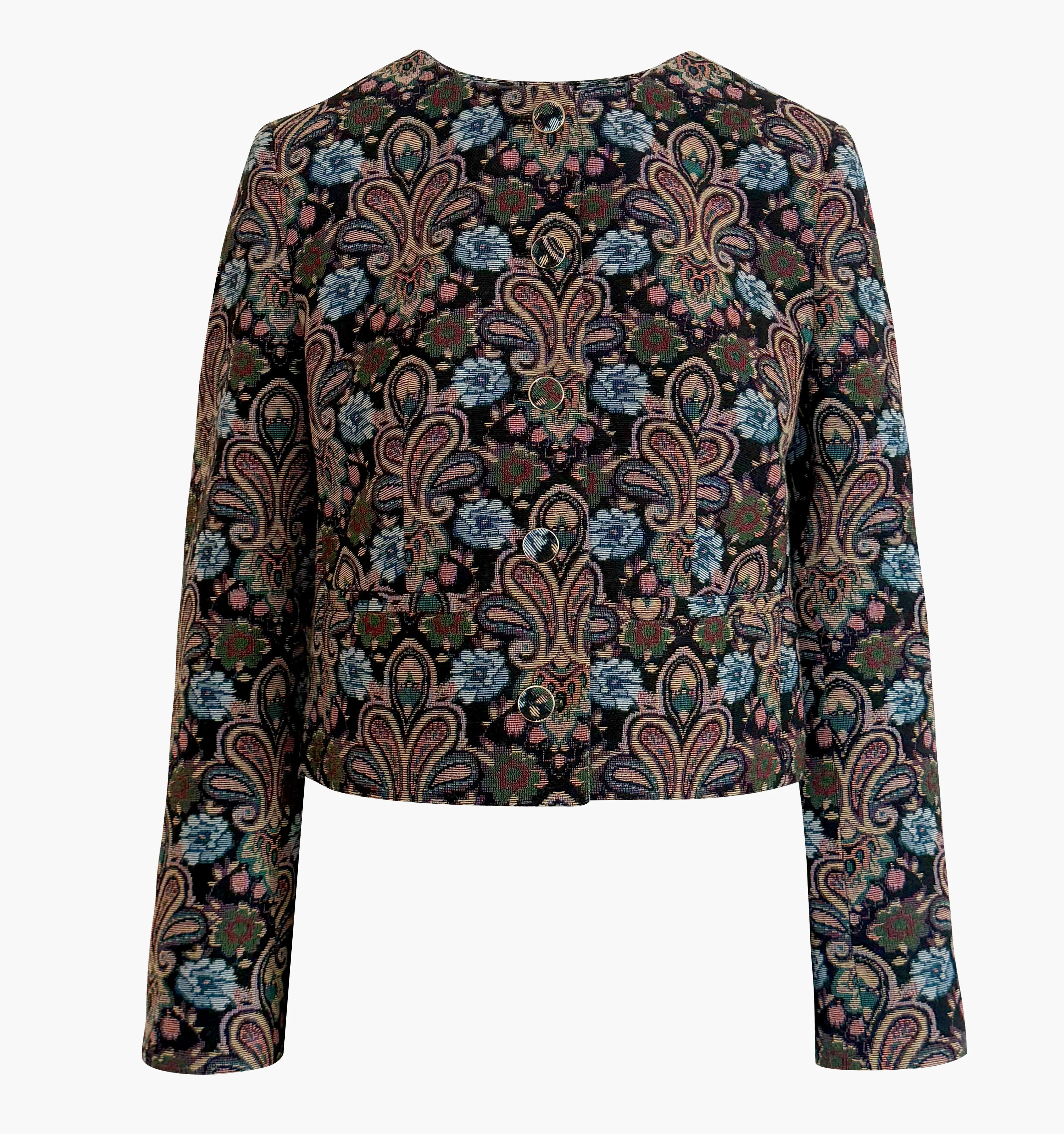 The Virginia Jacket | Black Tapestry Fleur Brocade / XXL | Hill House Home | Hill House Home US