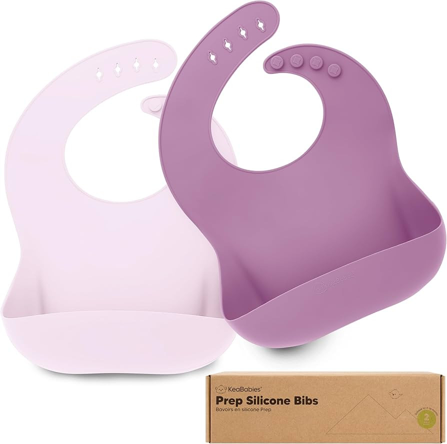 KeaBabies 2-Pack Silicone Baby Bibs for Eating - Sturdy Food-Grade Silicone Bibs for Babies Girl,... | Amazon (US)