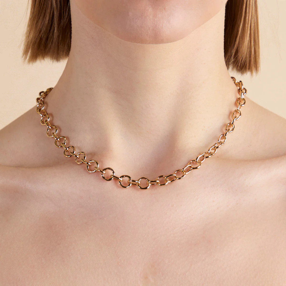 Molten Link Chain Necklace in Gold | Astrid & Miyu UK
