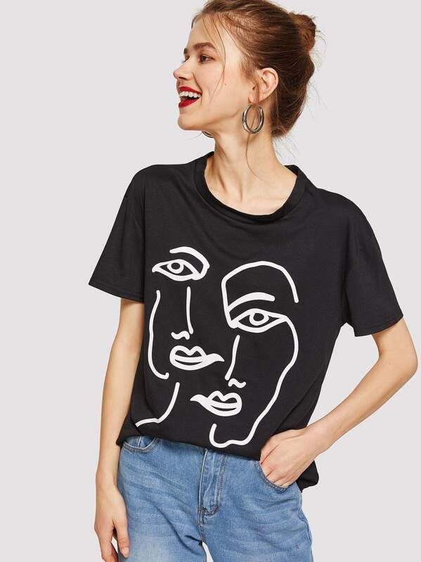 Figure Print Tee | SHEIN