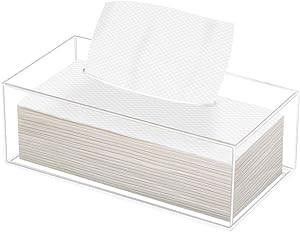 Phineoly Clear Acrylic Tissue Box, Rectangle Disposable Paper Facial Holder with Magnet Locking B... | Amazon (US)