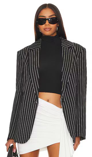 Tiffany Pinstripe Blazer in Black Pinstripe | Revolve Clothing (Global)