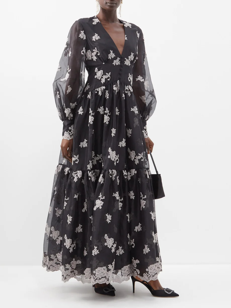 Tabetha floral-embroidered silk-organza dress | Matches (US)