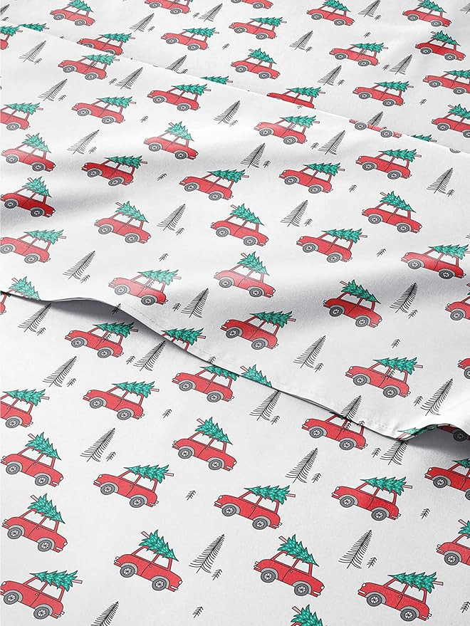 Full Christmas Christmas Cars Sheet Set - Holiday Xmas Pattern Bedding Set - Deep Pockets - Snug ... | Amazon (US)
