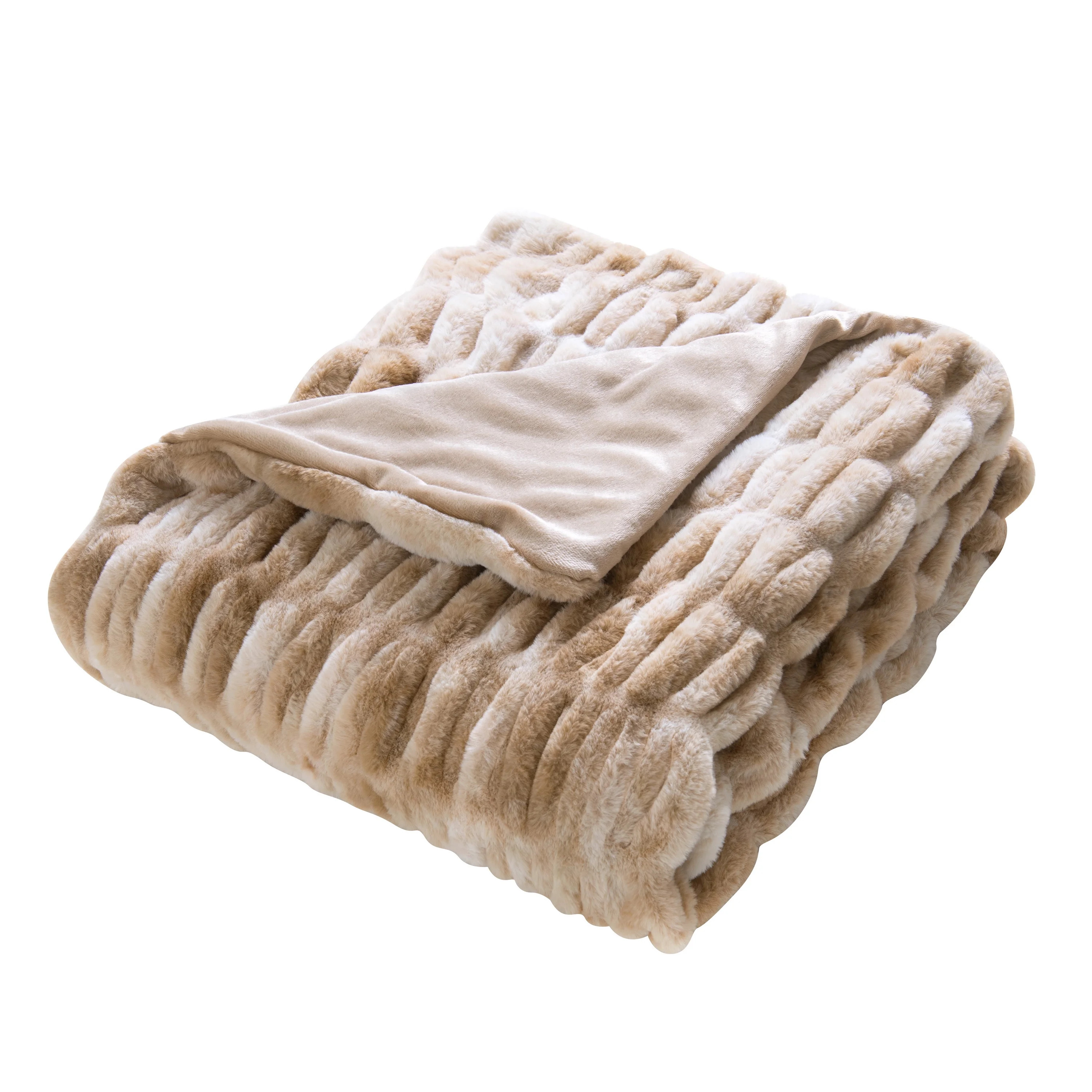 Better Homes & Gardens Polyester Faux Fur Reverse to Mink Throw, Light Brown Tie Dye, 50" x 60" | Walmart (US)