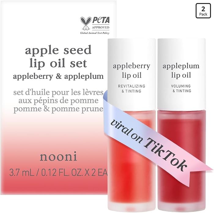 NOONI Vegan Appleseed Lip Oil Set - Appleberry & Appleplum | Long-Lasting, Moisturizing, Plumping... | Amazon (US)