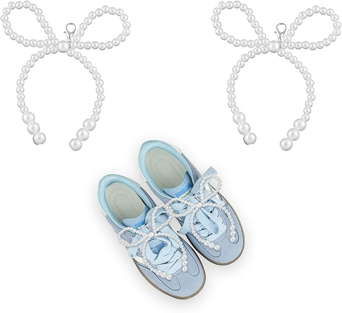 Pearls Bow Shoe Charms for Sneakers,Pearls Sneaker Charms for Laces,2 pcs Shoelace Charms for Dre... | Amazon (US)