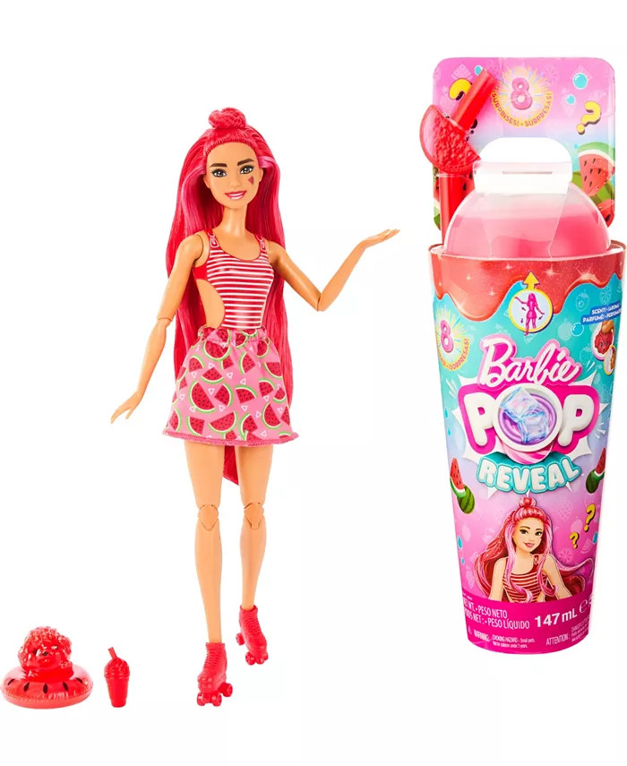 Barbie Pop Reveal Fruit Series Watermelon Crush Doll, 8 Surprises Include Pet, Slime, Scent & Col... | Macy's