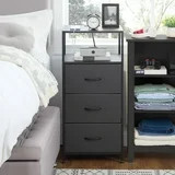 Mainstays 3 Drawer Fabric Nightstand with USB, Grey | Walmart (US)