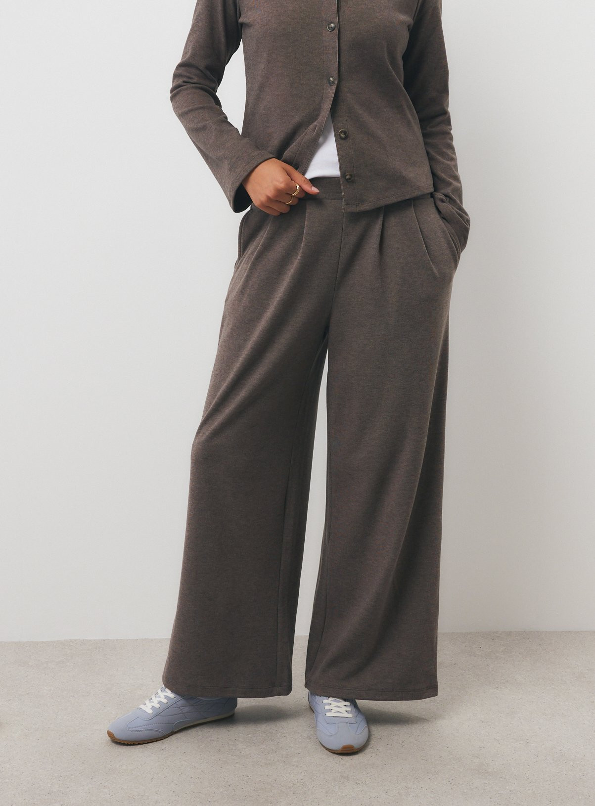 Neutral Soft Touch Wide Leg Co-ord Trousers M | Tu Clothing