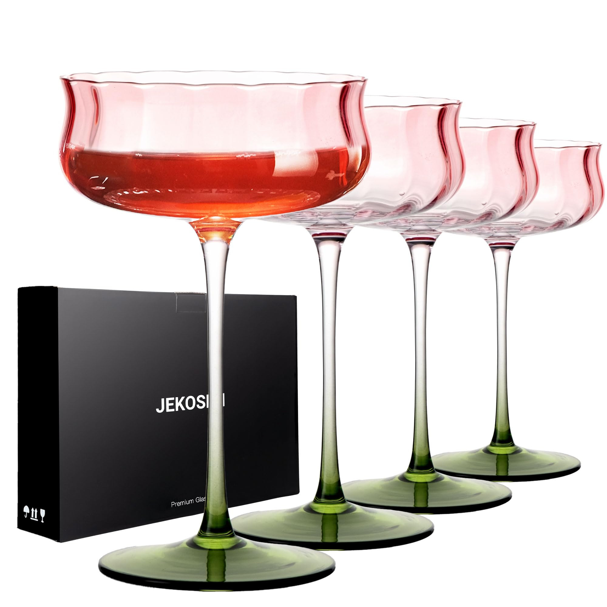 JEKOSEN Tulip Series Crystal Martini Cocktail Glasses 13 Ounce Set of 4 With Premium Gift Box Pre... | Amazon (US)