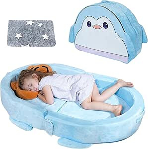 Portable Toddler Travel Bed, Toddler Floor Foldable Bed for Home, Sleeping, Camping, Washable Por... | Amazon (US)