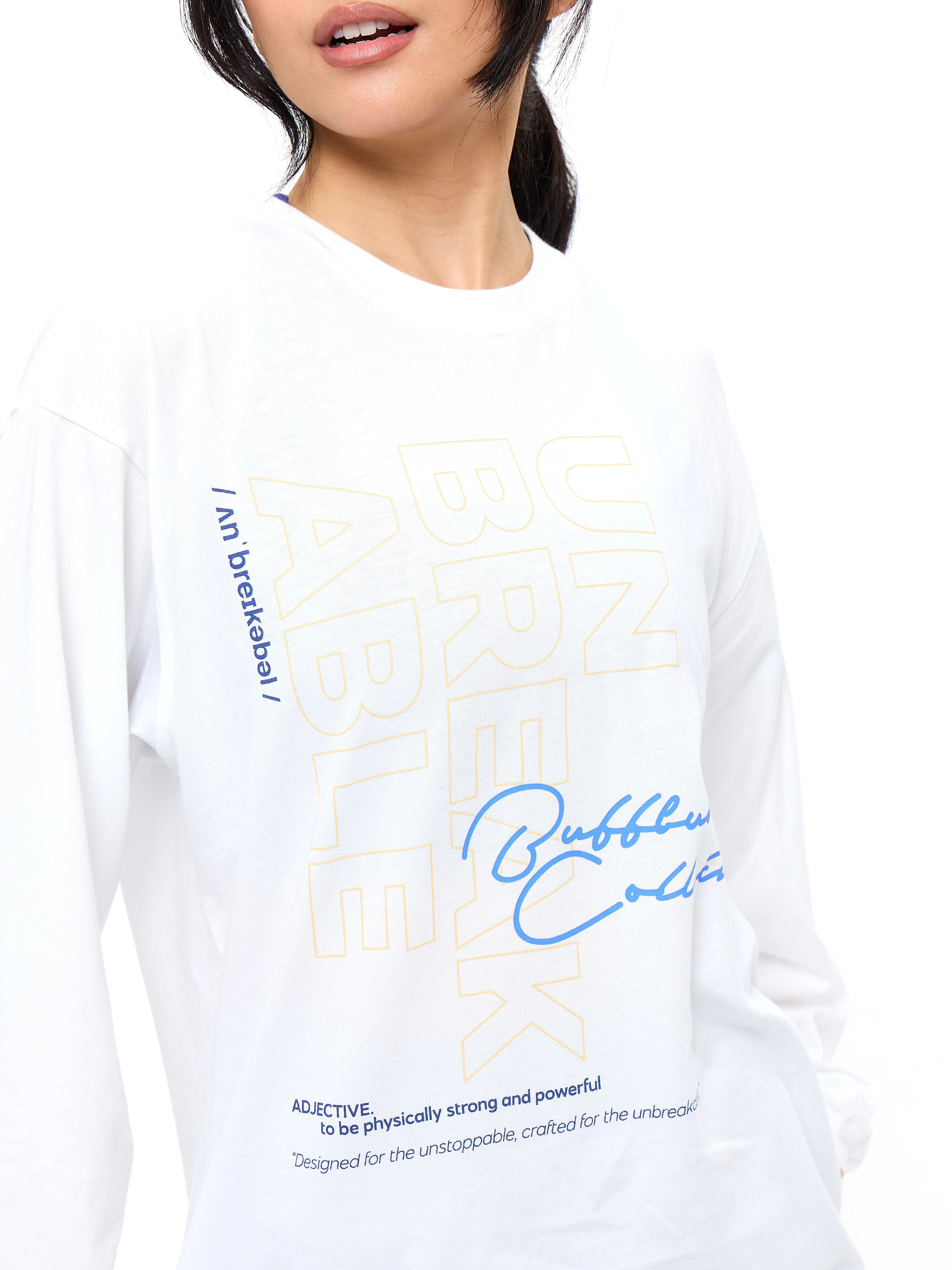 Definition Long Sleeve Tee - White L | Buffbunny