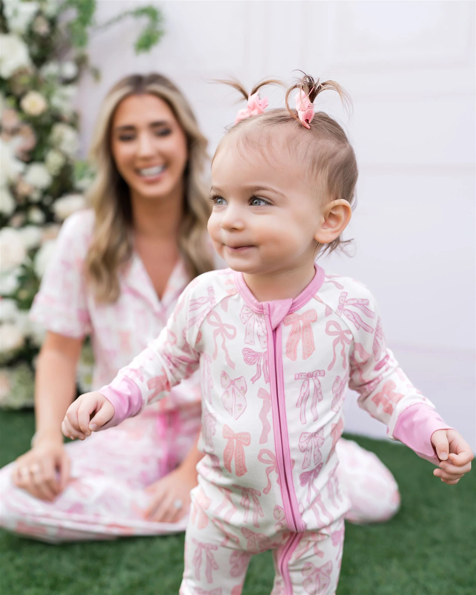 Spring Floral Bows Zipper Romper | In My Jammers