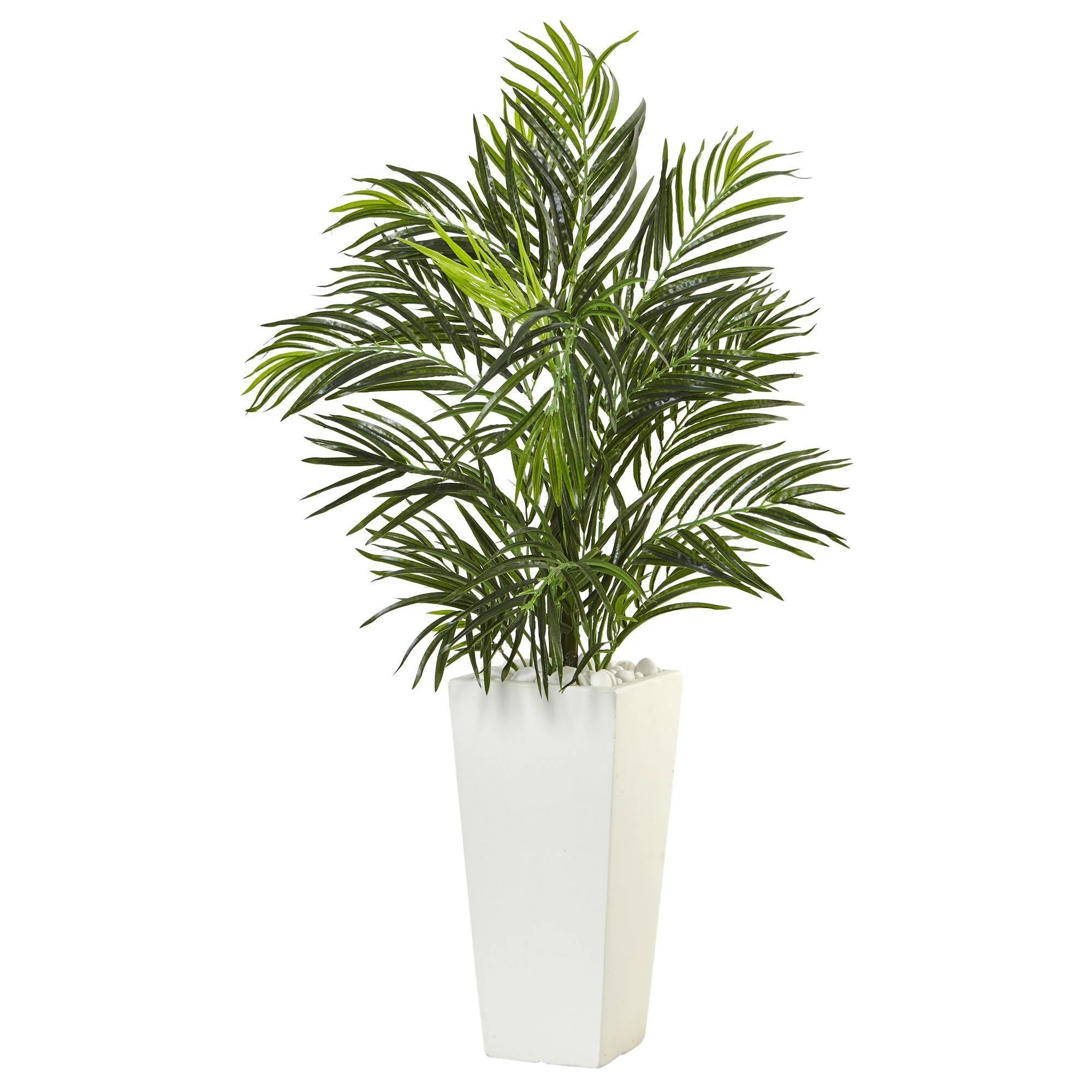 Areca Palm in White Square Planter | Nearly Natural