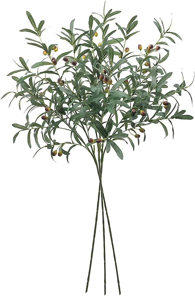 SHACOS 3 PCS Large Artificial Olive Branches for Vases Fake Olive Leaf Stems with Olives 39" Tall... | Amazon (US)