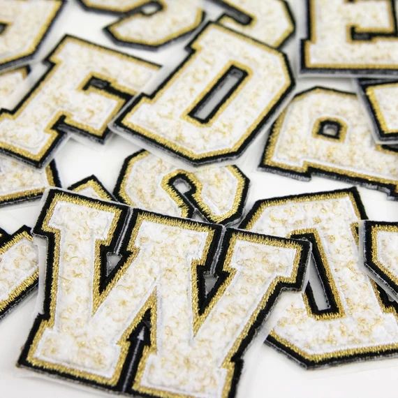 Black and Gold Chenille Varsity Letter Patch ONLY Adhesive Backing G-AP01K | Etsy (US)