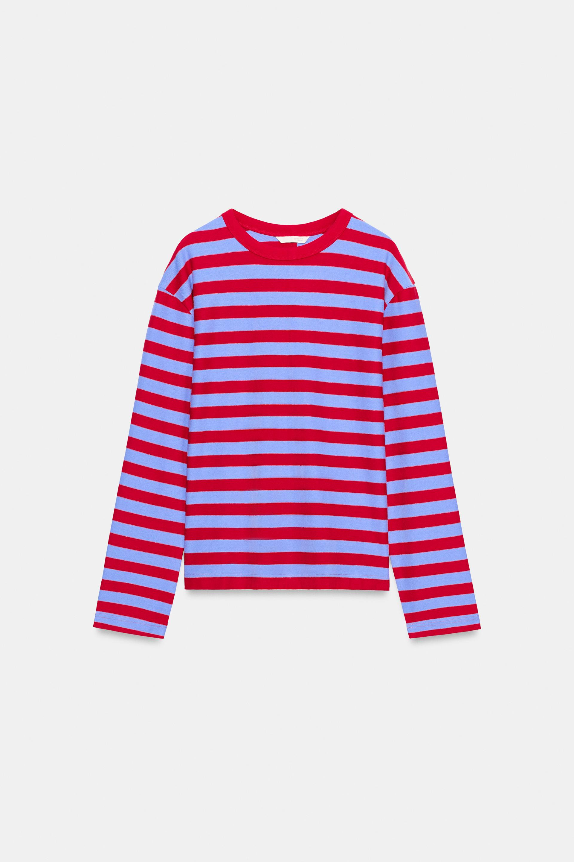 Zara - Striped Neck T-Shirt - Stripes - S - Woman | Zara UK