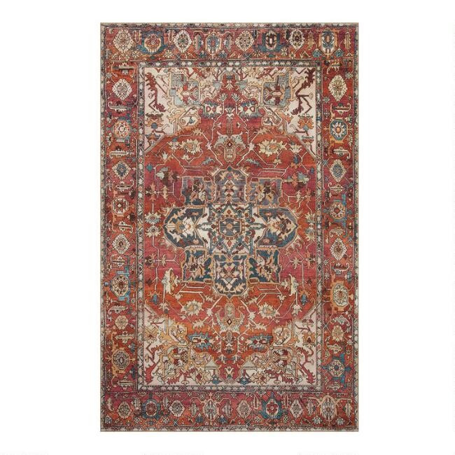 Rust and Blue Persian Style Adana Area Rug | World Market