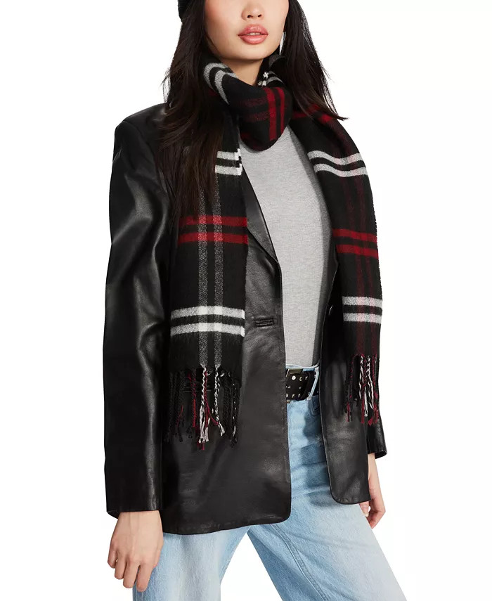 Plaid Fringe-Trim Blanket Scarf | Macy's