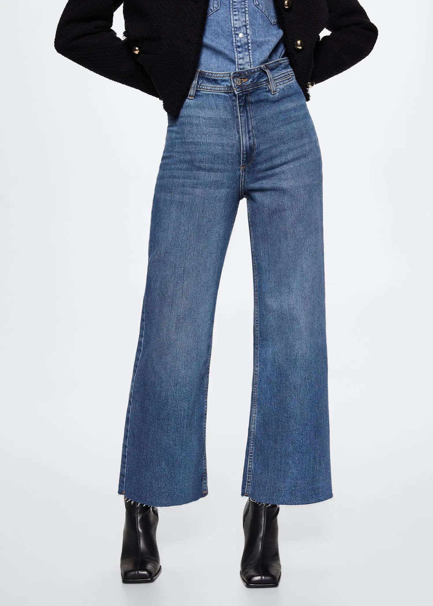 Jeans culotte high waist -  Women | Mango USA | MANGO (US)