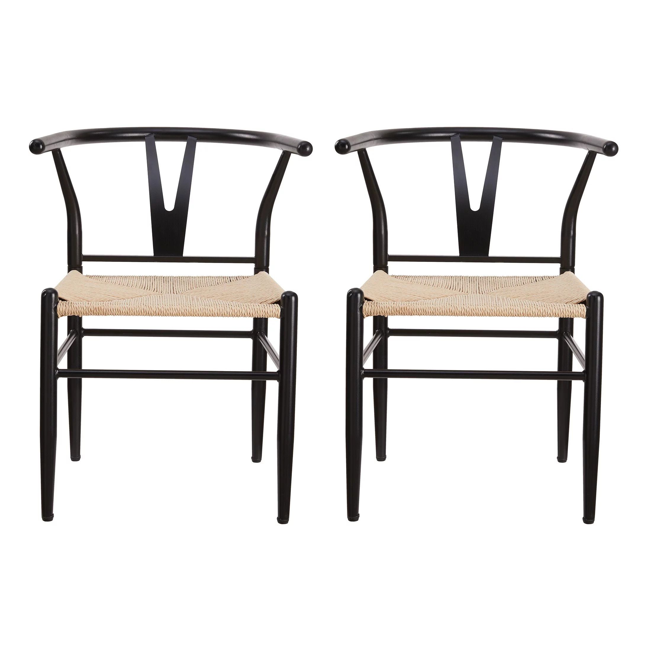 Better Homes & Gardens Springwood Wishbone Chair 2 Pack, Black | Walmart (US)