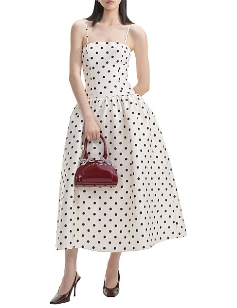 Cream Polka Dot Taffeta Midi Dress | David Jones (Australia & New Zealand)