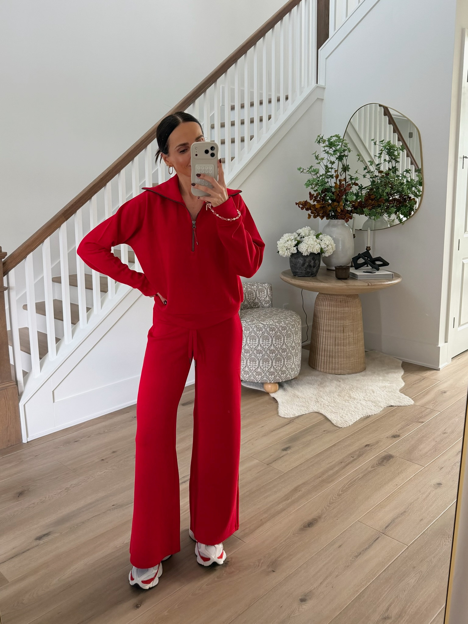 This red SPANX AirEssentials set is SO good! ❤️ The half zip sweatshirt and wide leg pants are incredibly soft, lightweight, and comfortable for travel, errands, or everyday wear. I love this bold color with sneakers!
Use code ANNAMXSPANX for 15% off your order if you're a new customer!
SPANX AirEssentials, SPANX matching set, red lounge set, SPANX discount code, AirEssentials half zip, wide leg pants, travel outfit, comfortable matching set, red sweatset, airport outfit, athleisure outfit, women over 40 fashion, annabrstyle