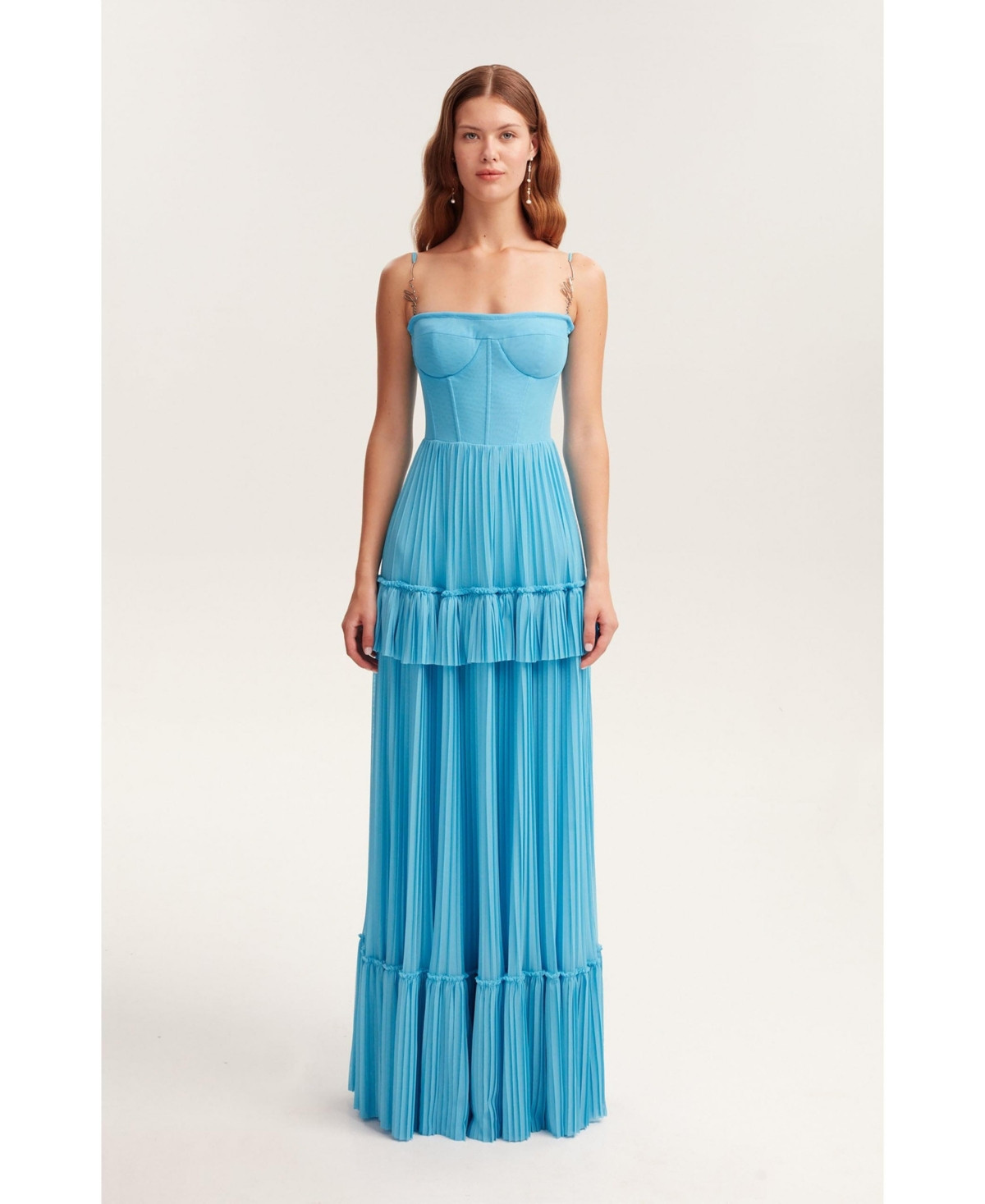 Milla Womens Spaghetti Strap Pleated Maxi Dress - Blue | Macy's
