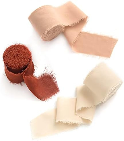 Ling's moment Handmade 1.5" Chiffon Silk-Like Ribbon Frayed Edges Ribbon for Wedding Flatlays Inv... | Amazon (US)