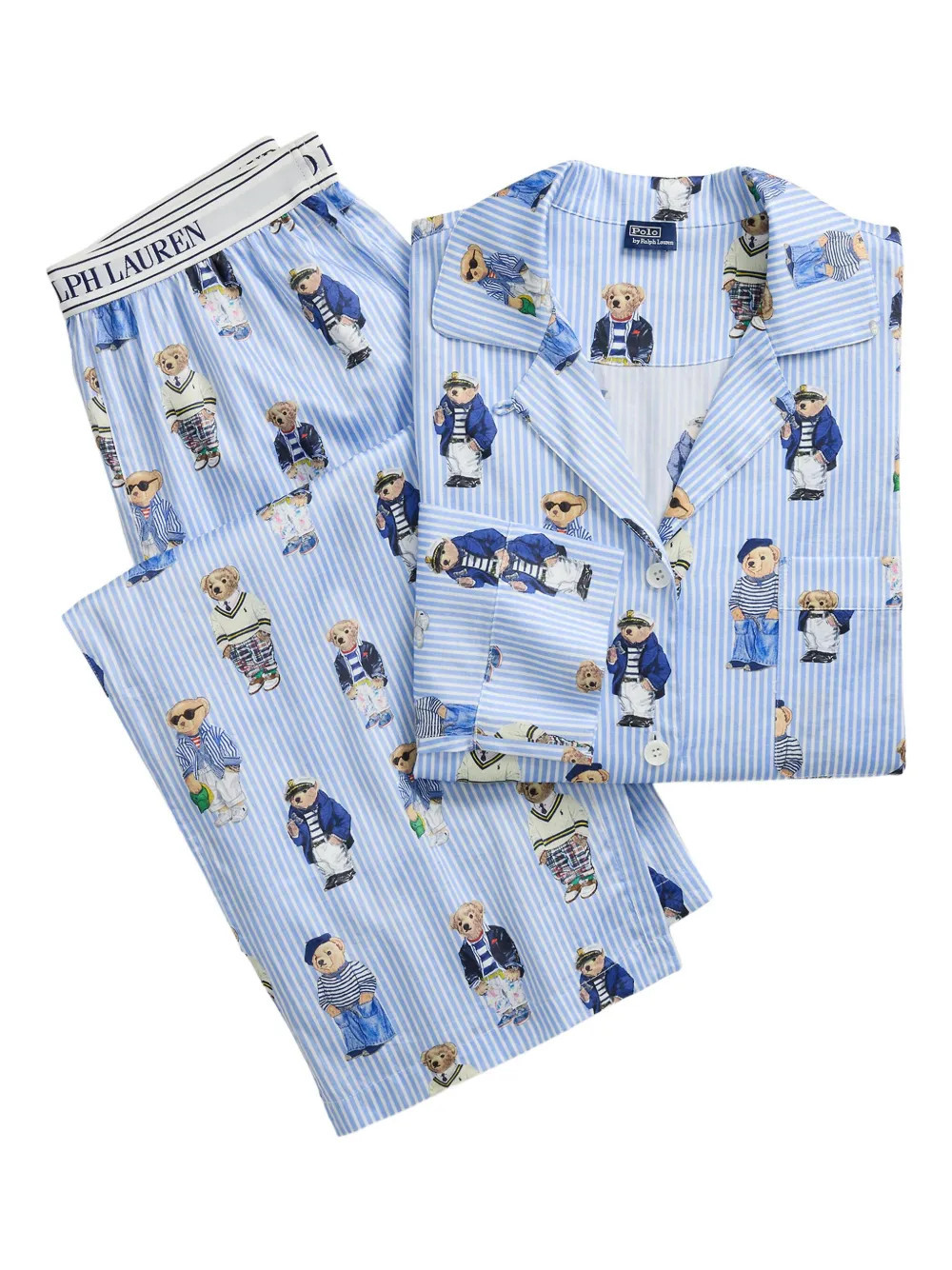 Polo Ralph Lauren bear-print striped pyjamas - Blue | Farfetch Global