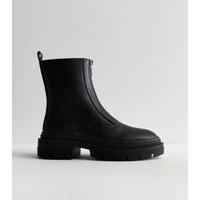 Women's Black Chunky Zipped Ankle Boots Vegan New Look | New Look (UK)