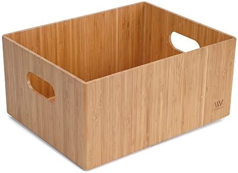 Bamboo Storage Box, 14”x11”x 6.5”, Durable Bin w/ Handles, Stackable - For Toys Bedding Clo... | Amazon (US)