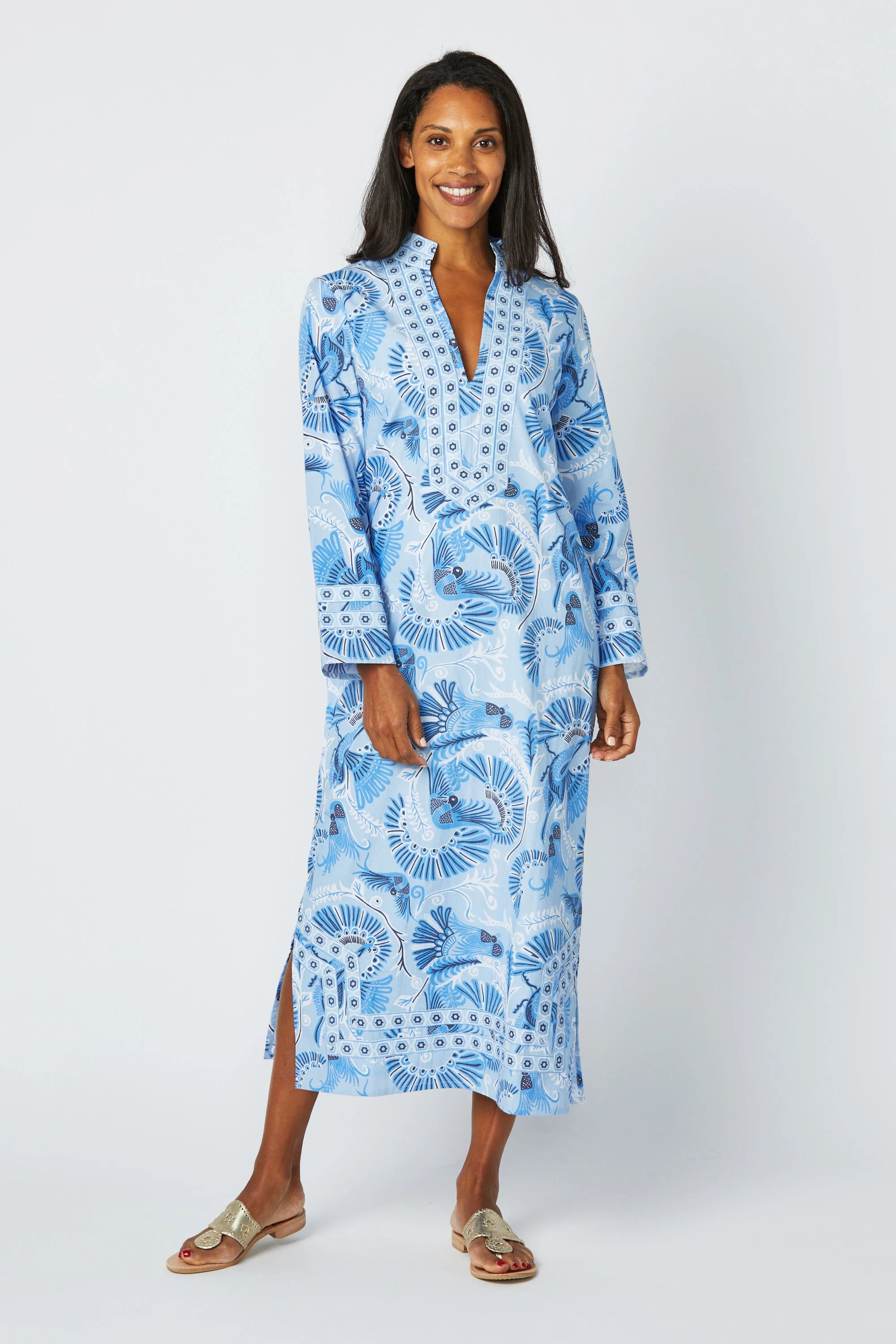 Blue CKB Print Long Sleeve Caftan | Sail to Sable